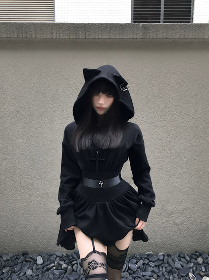 Waist-Cinching Sweatshirt Dress