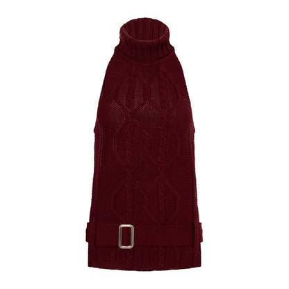 Backless High-Neck Cable-Knit Sweater