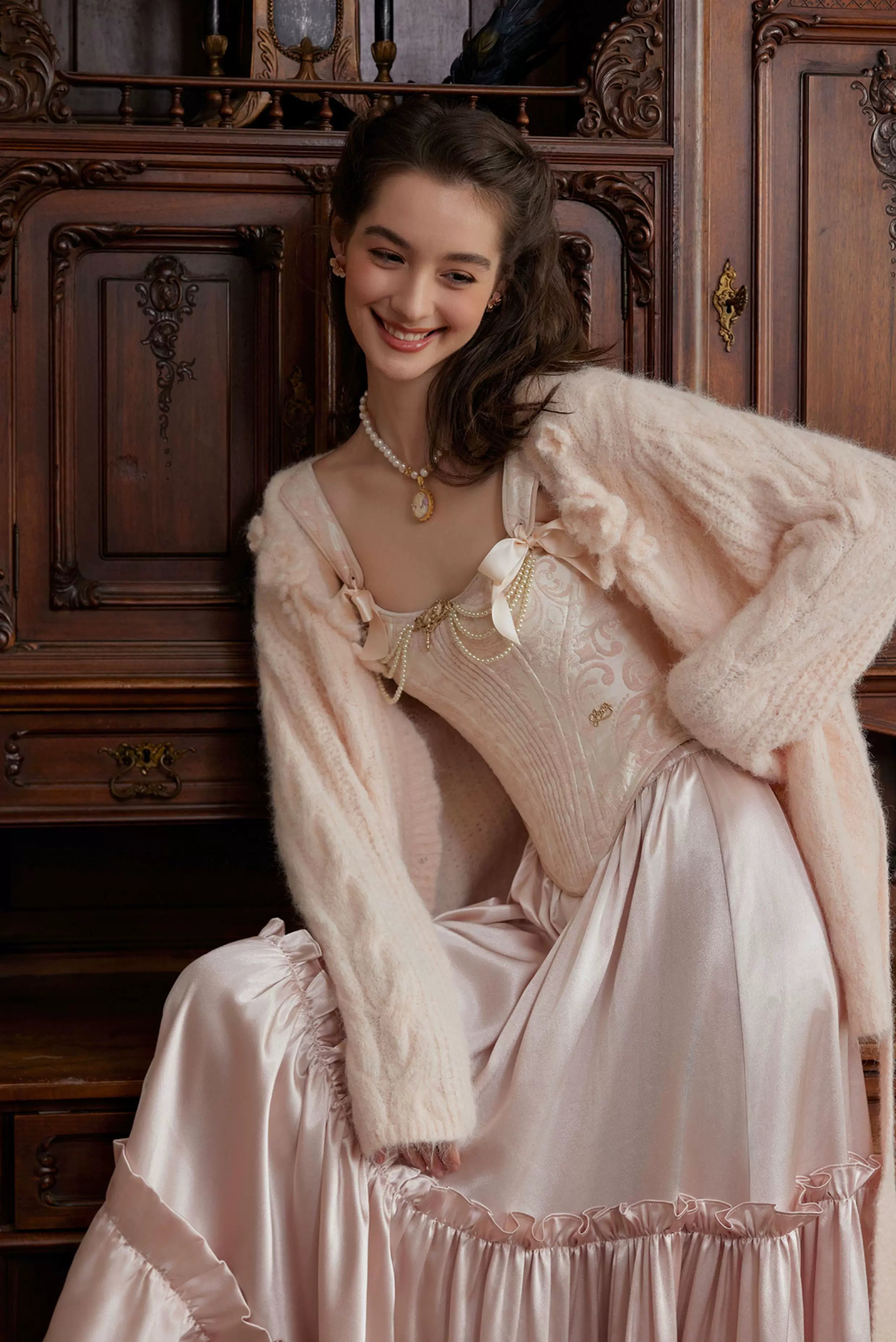 Hand-Crocheted Wool Knit Cardigan