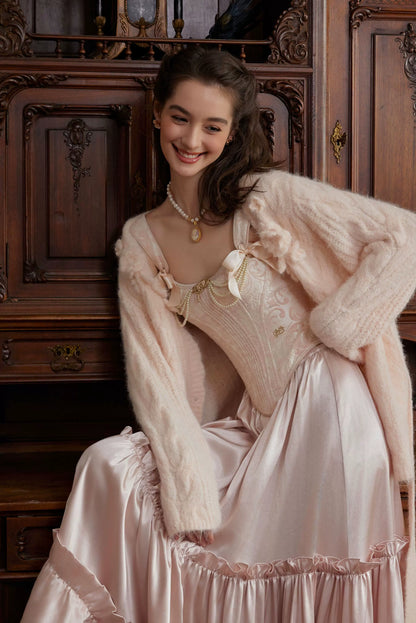 Hand-Crocheted Wool Knit Cardigan