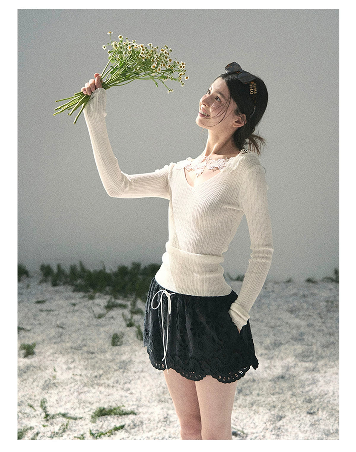 “Lost in Your Embrace” French Floral Cutwork Bubble Mini Skirt