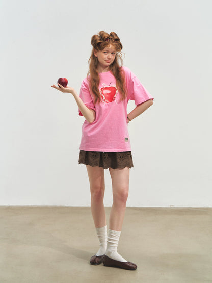 Apple Silhouette Half-Sleeve Crew Neck T-Shirt - CHINASQUAD