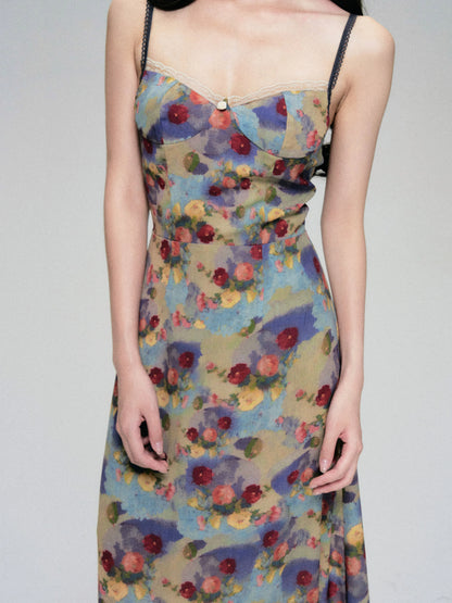 French Vintage Floral Slip Dress
