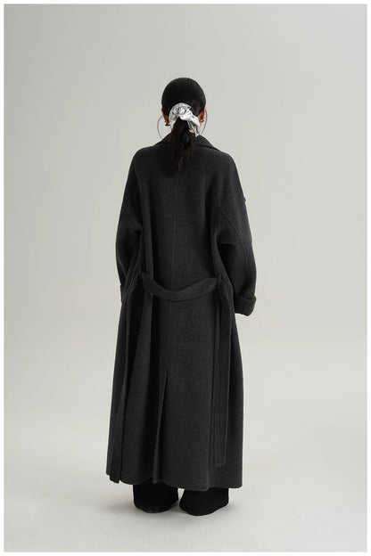 Armor-Collar Long Wool Coat