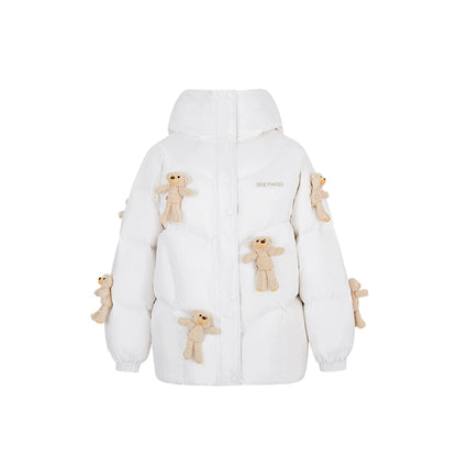 Allover Teddy Hooded Down Jacket