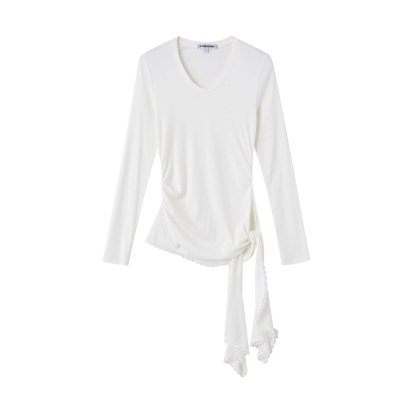 Asymmetric Ruched Sweetheart Neck T-Shirt