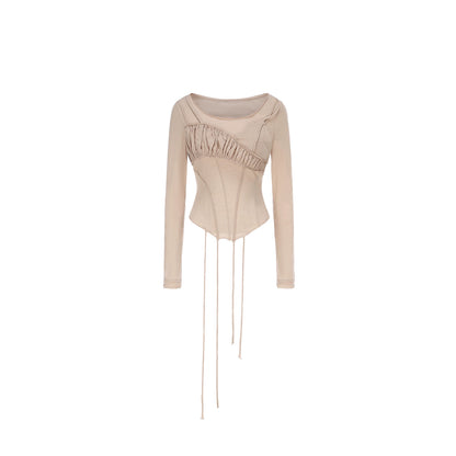 Nude Strapless Deconstructed Top