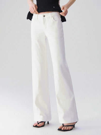 Cloud Stretch Straight-Leg White Denim Jeans