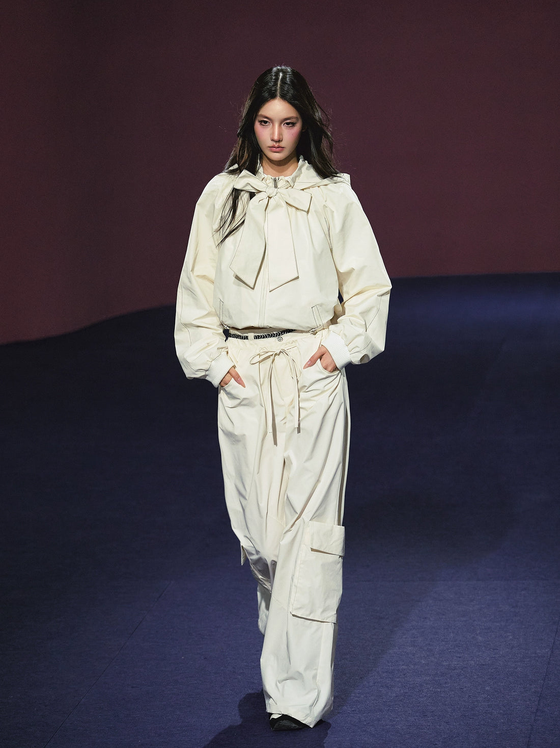 Neckline Tie Striped Sun-Protective Jacket &amp; Pants Set - CHINASQUAD