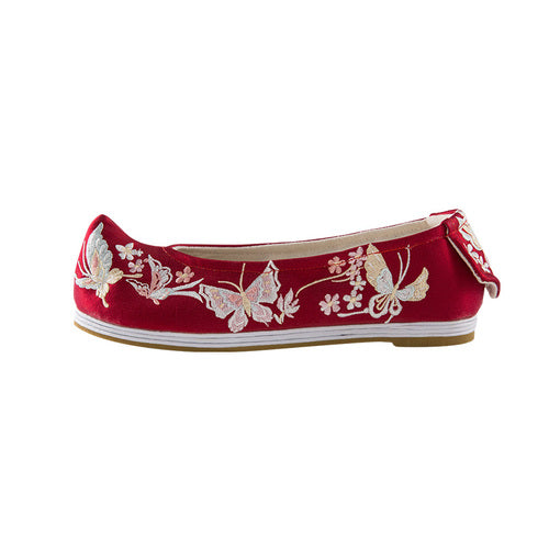 &quot;Butterfly&quot; Embroidered Flat &amp; Heels Hanfu Shoes - CHINASQUAD