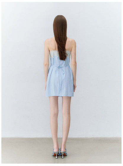 Maritime Love Letter Lace-Embellished Striped Dress