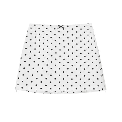 Classic Linen-Blend Polka Dot A-Line Mini Skirt