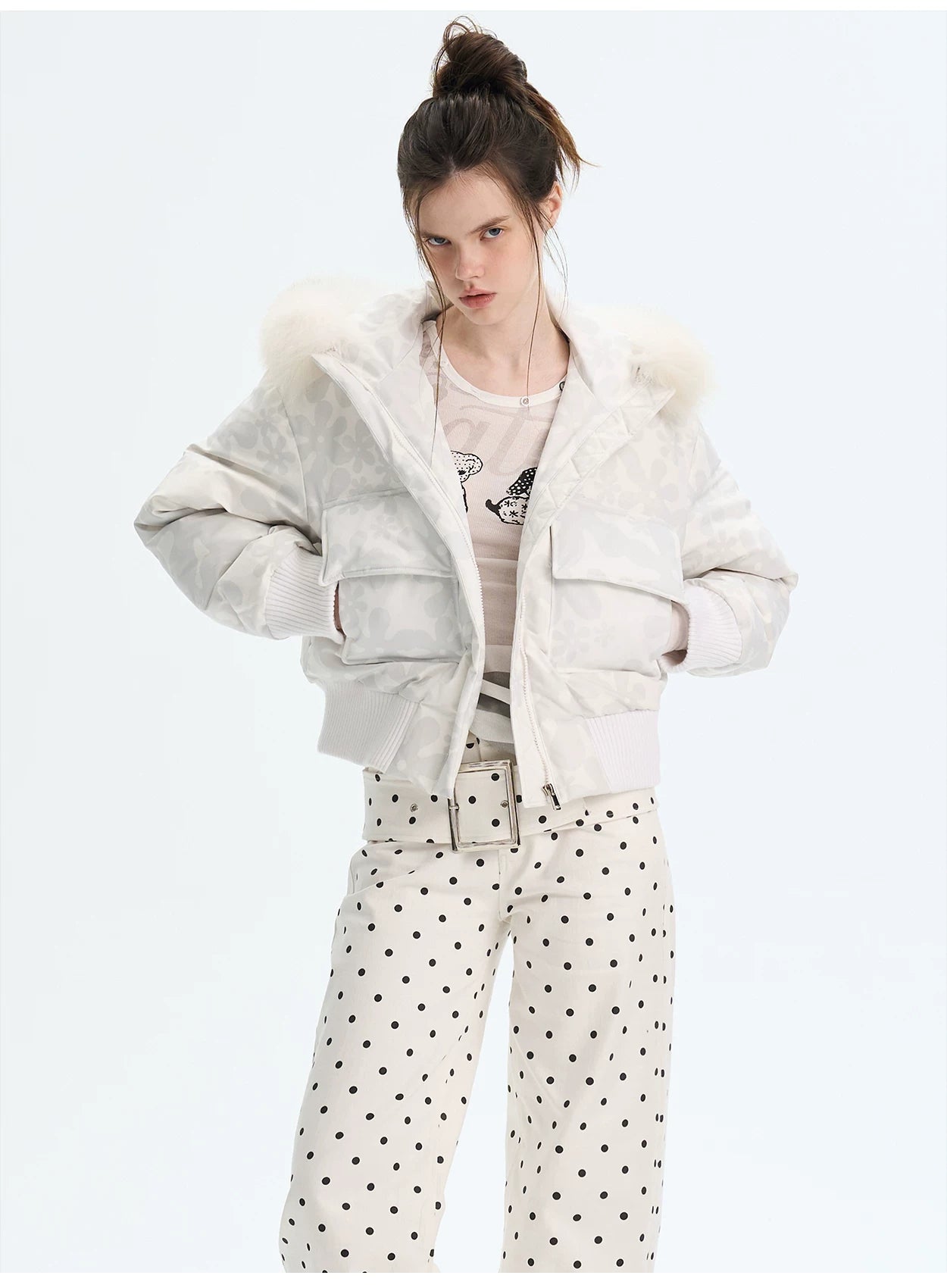 Vintage Printed Short Down Jacket