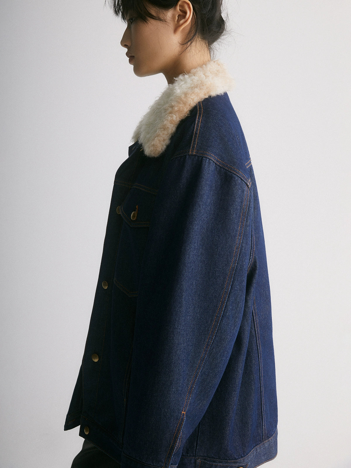Denim Blue Fur Collar Jacket - CHINASQUAD