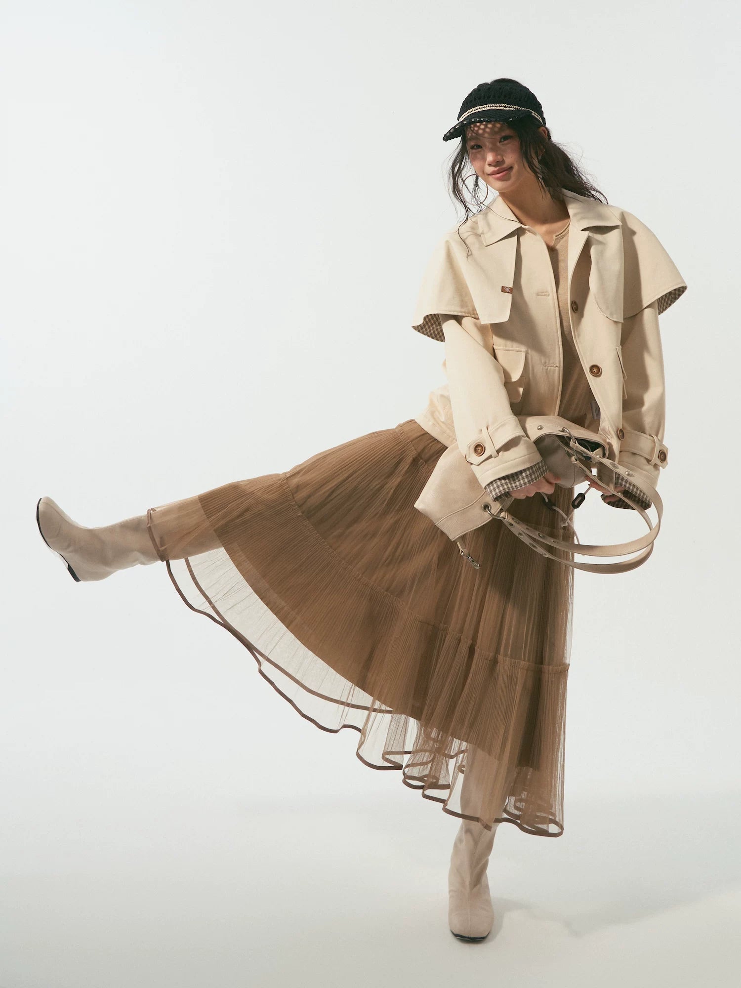 Detachable Cape Quilted Padded Jacket