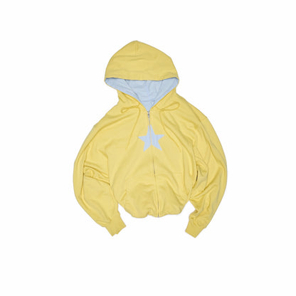 Star Patch Oversized Zip-up Hoodie