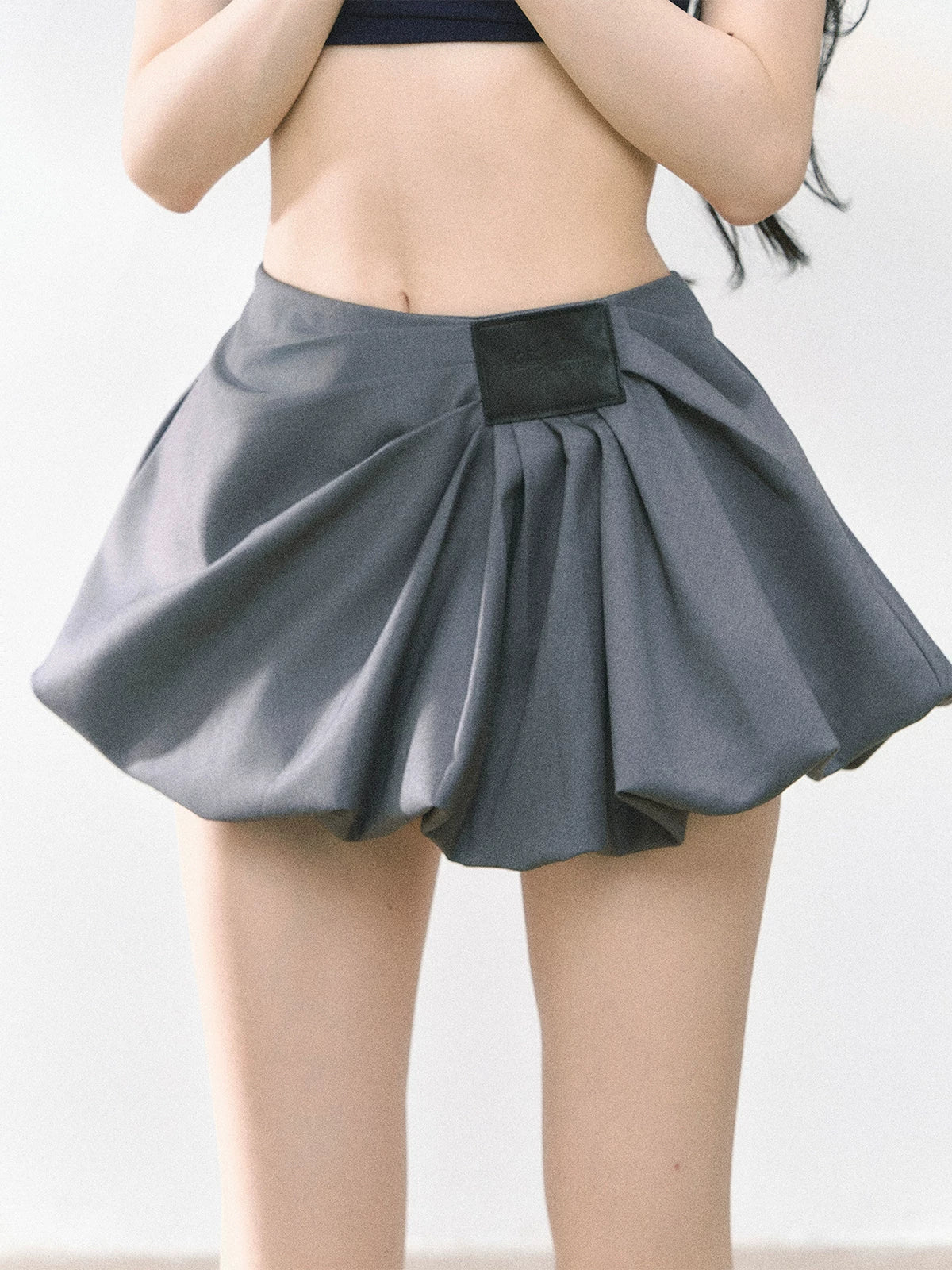 American-Style High-Waist Bubble Mini Skirt