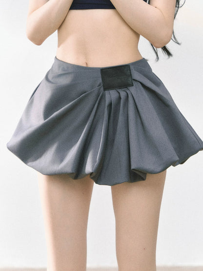 American-Style High-Waist Bubble Mini Skirt