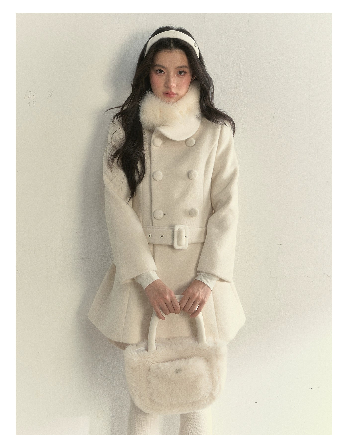 Wool Blend Double-Breasted Midi Coat