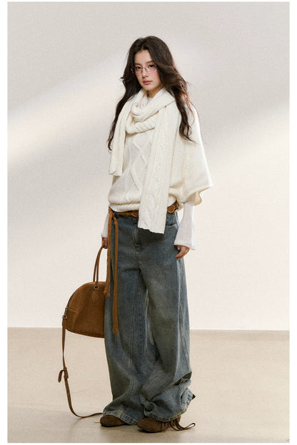 Two-Tone Layered Knit Sweater