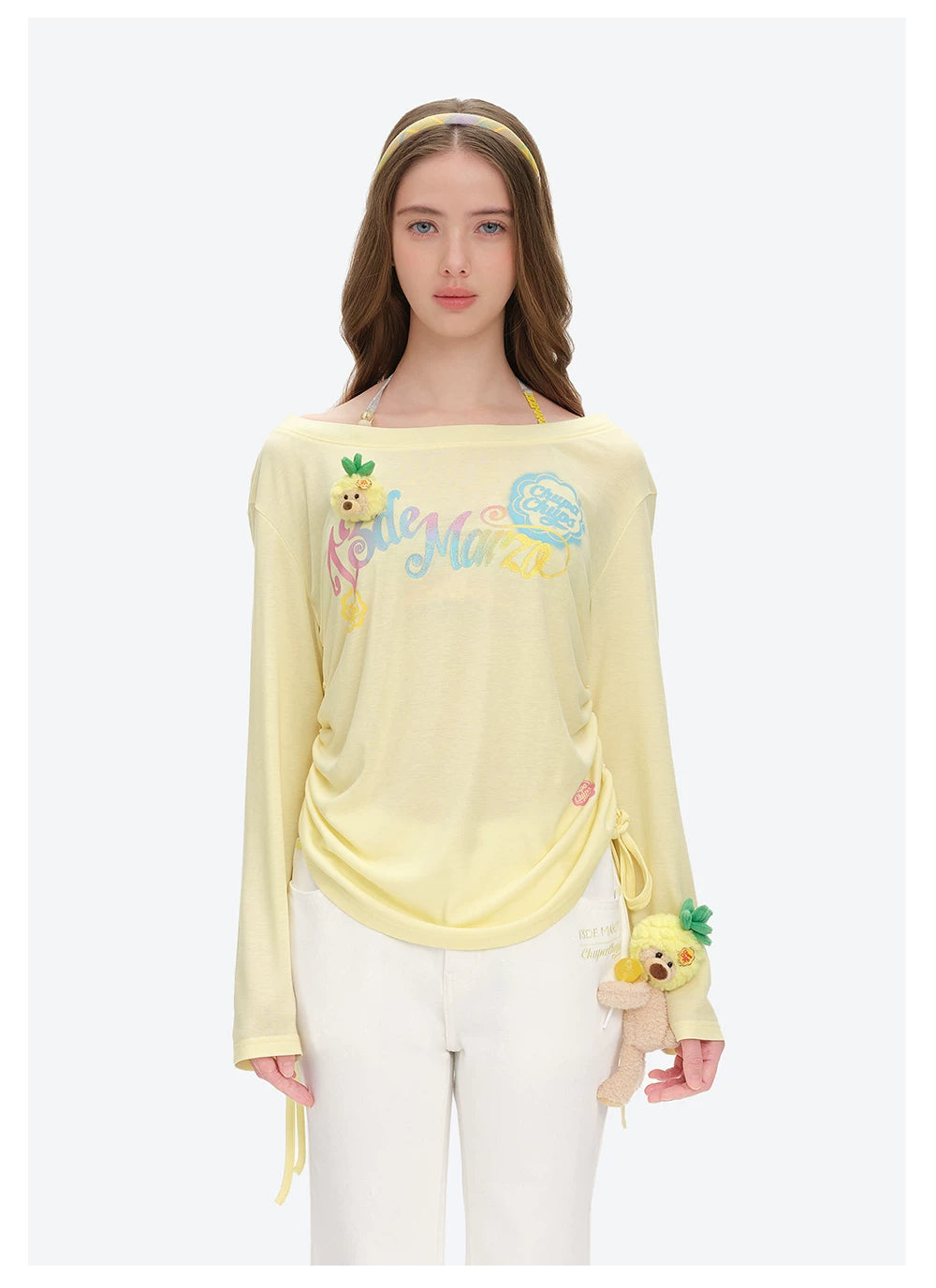 Asymmetric Shoulder Long Sleeve Top Set