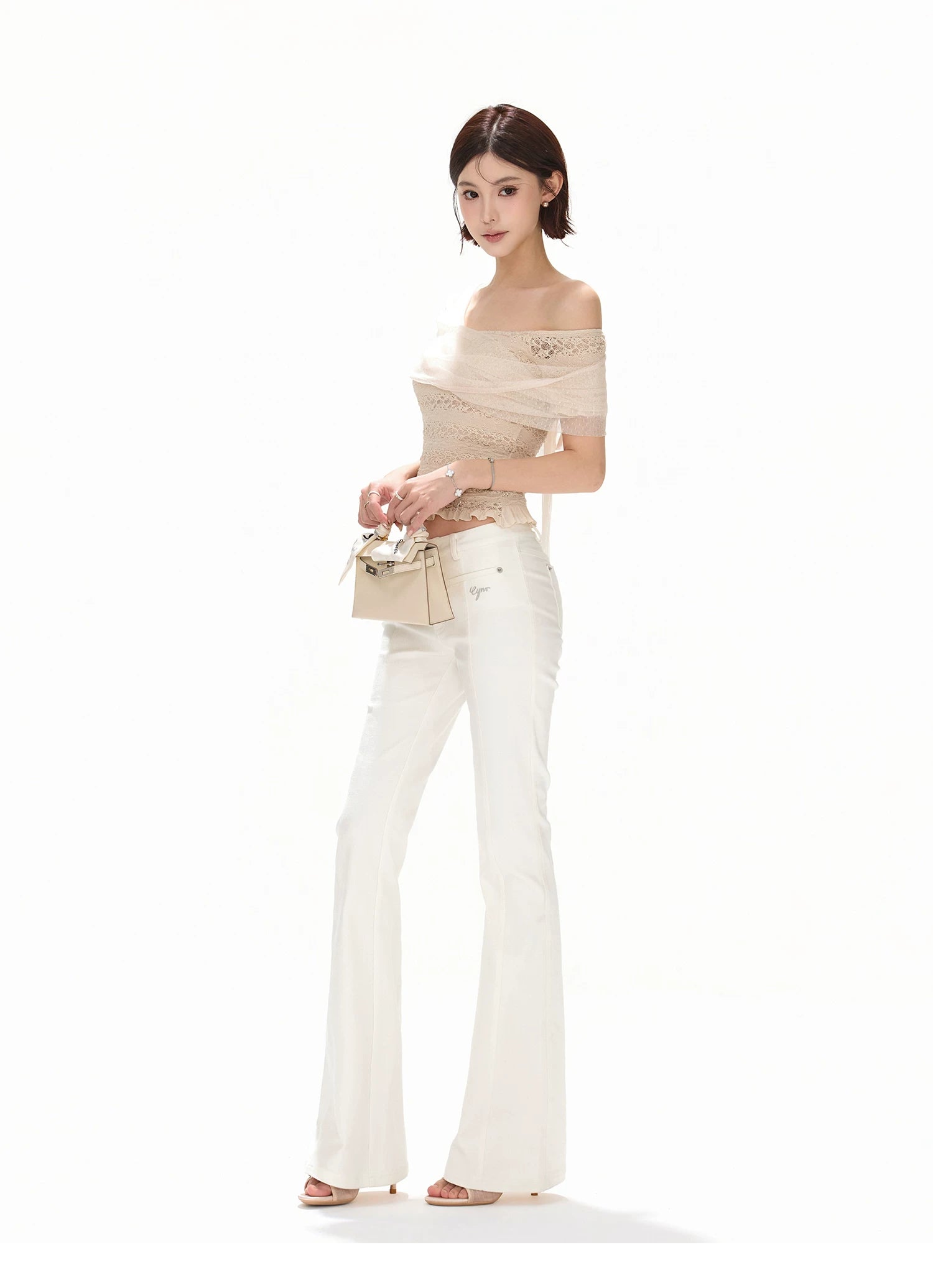 French Romantic Lace Off-Shoulder Knit Top