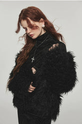 (Final Sale) Furry Long Collar Faux Fur Coat - CHINASQUAD