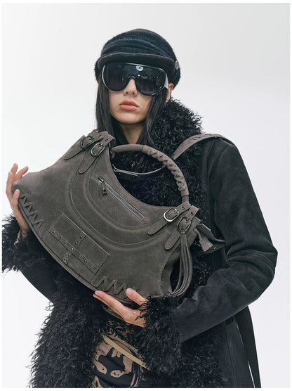 Vintage Studded Fringe Punk Shoulder Bag