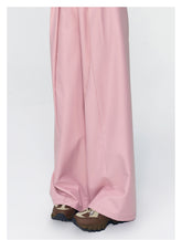 Pink & Grey High-waist Satin Ribbon Trousers - CHINASQUAD