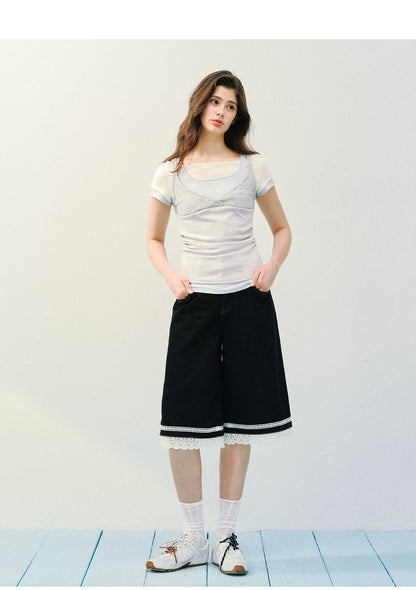 Layered Lace Knit Tee