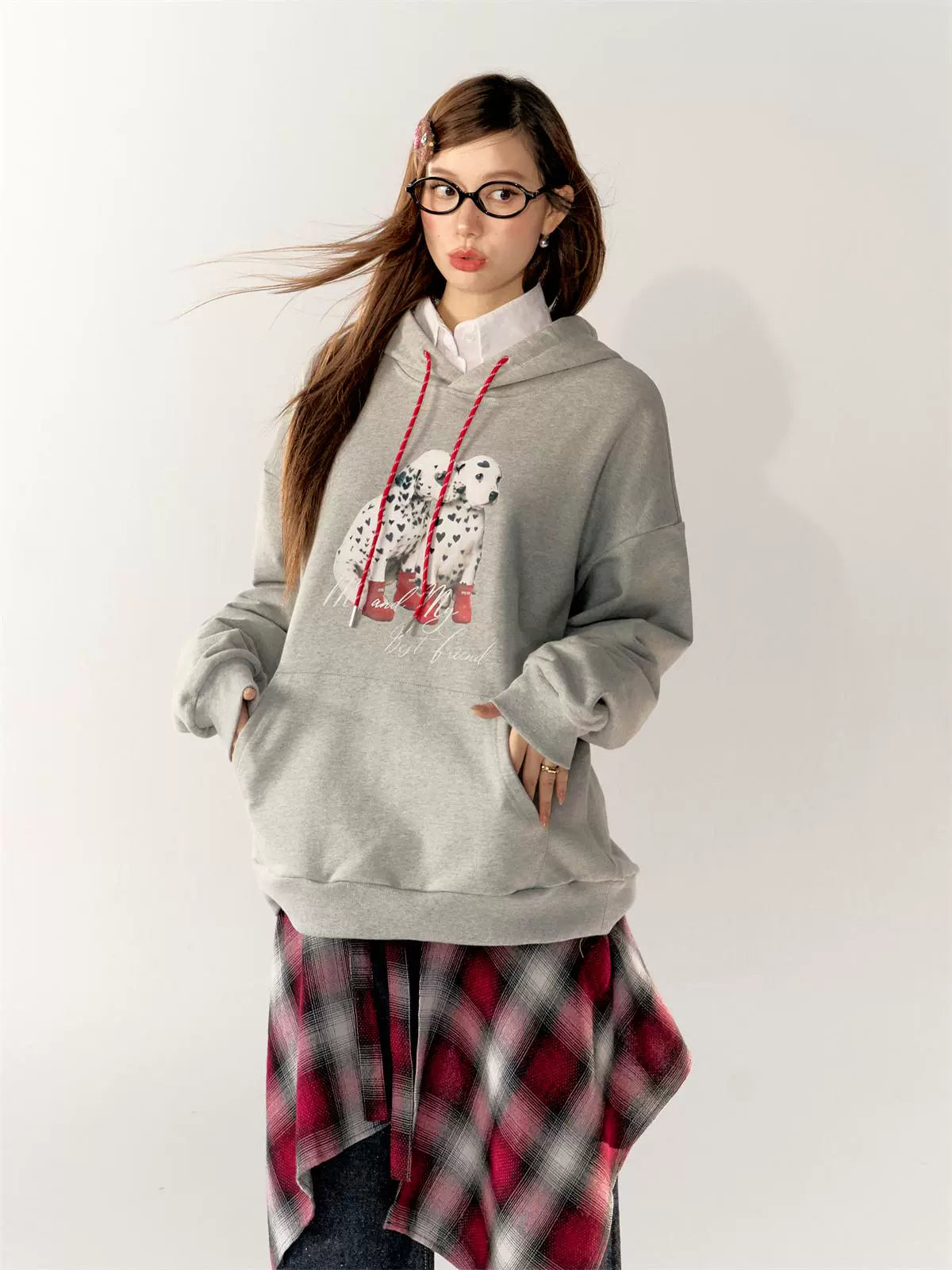 Printed Hooded Sweatshirt Jacket