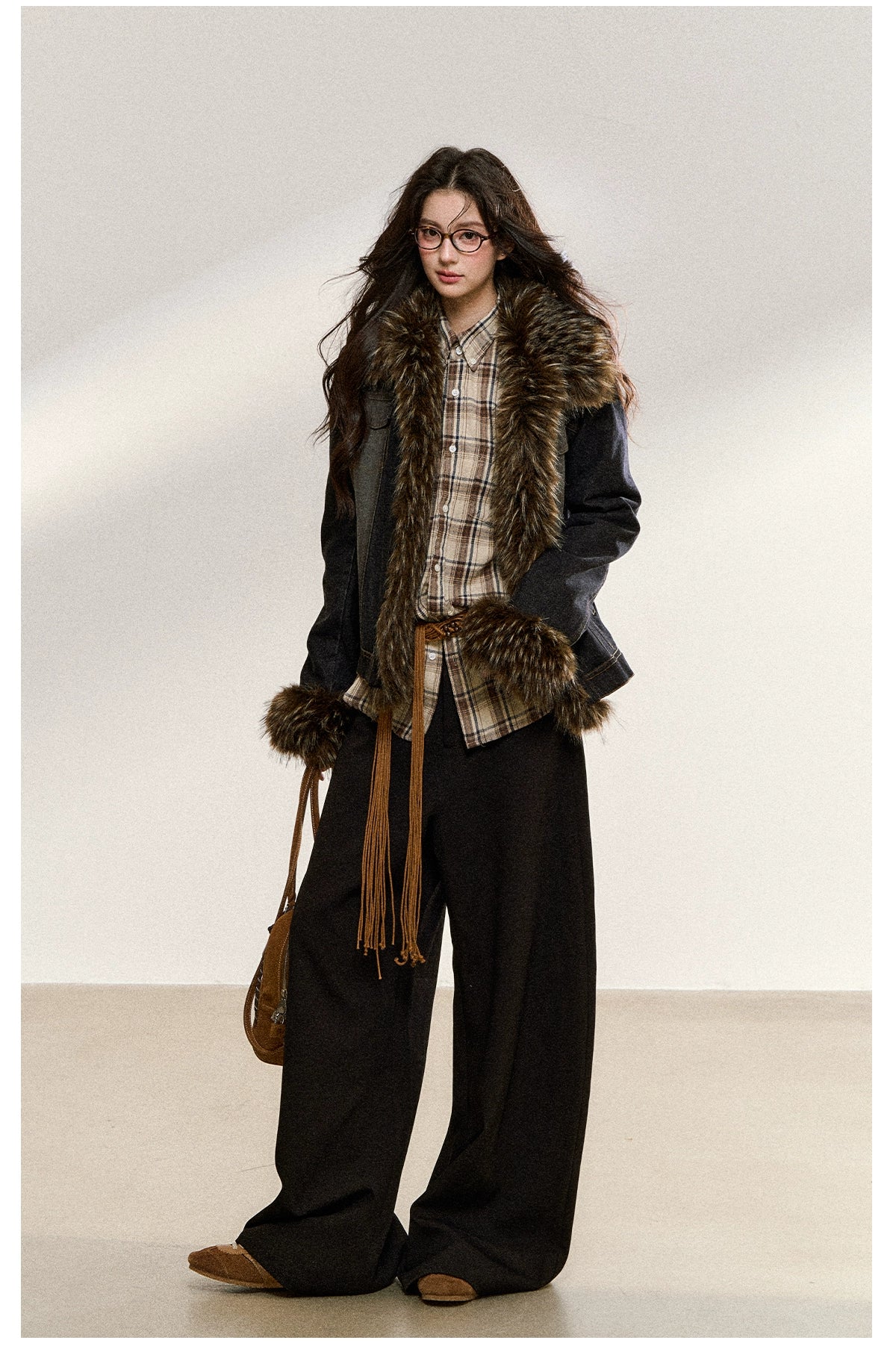Faux Fur Trim Denim Jacket