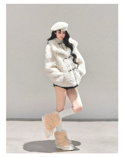 Soft Snow Shearling Fur-Trimmed Jacket