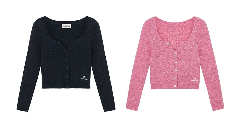 Round-Neck Fitted Wool-Blend Knit Cardigans