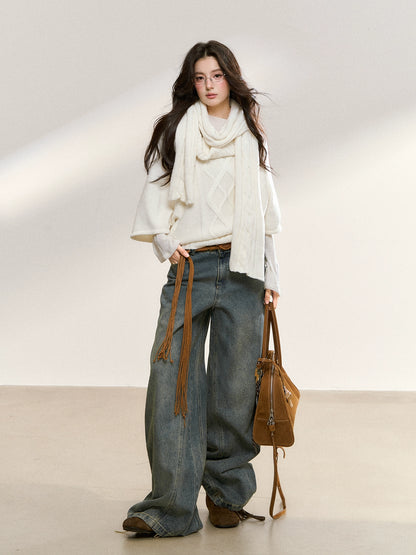 Two-Tone Layered Knit Sweater