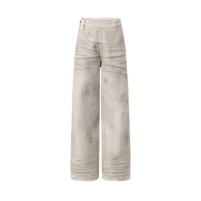 Side-Placket White Denim Jeans