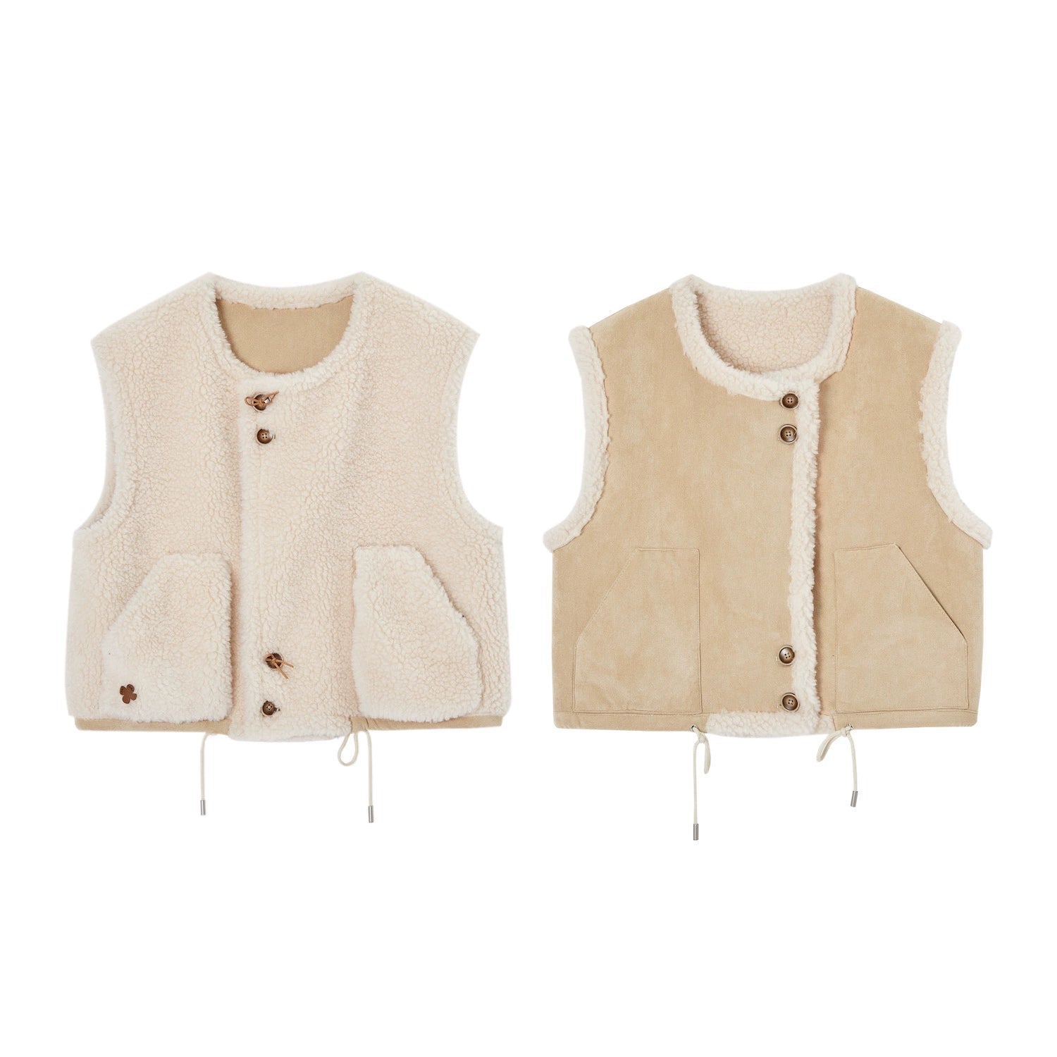 Reversible Fleece-Front Buttoned Vest