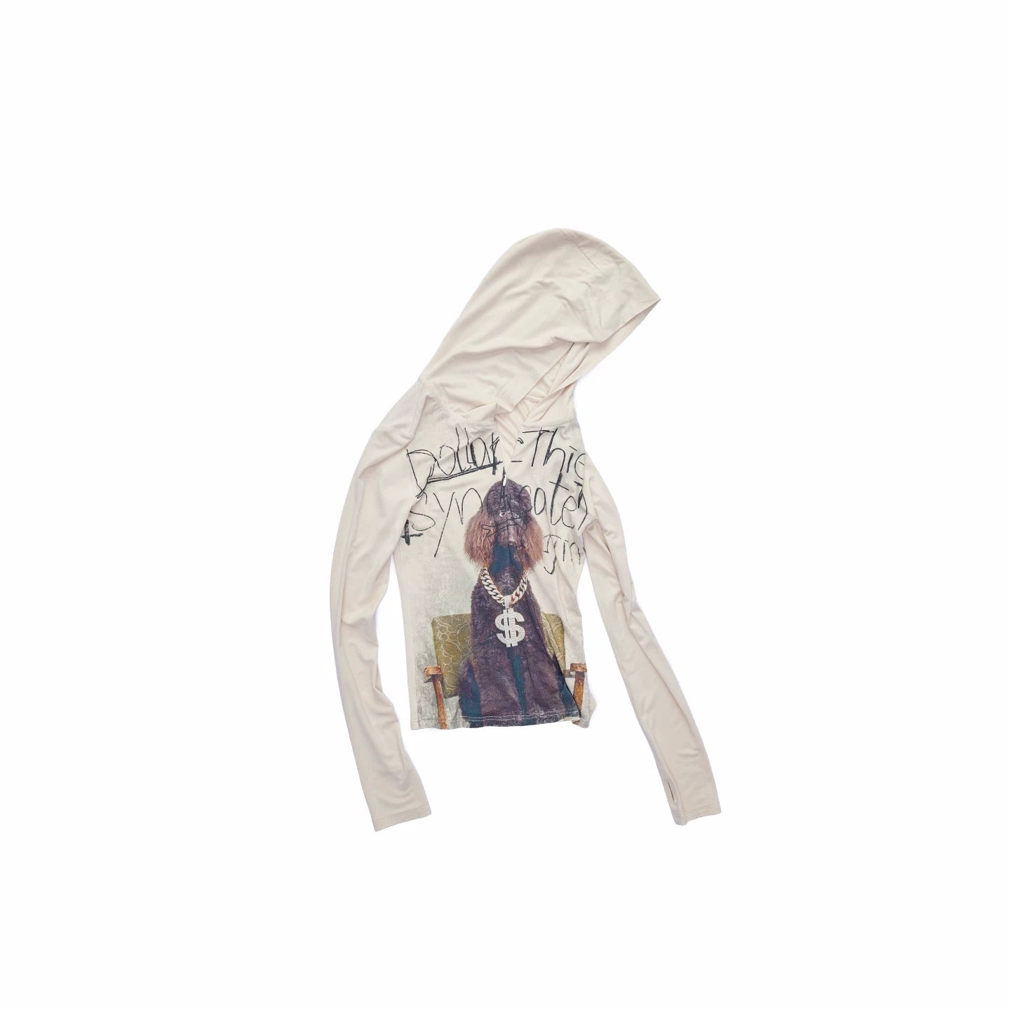 Zip-Up Hooded Long-Sleeve Fitted T-Shirt