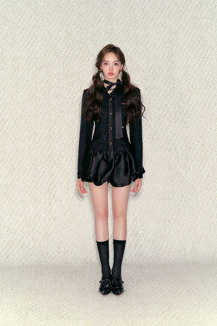 Black Waist-fitted Blazer &amp; Skirt Set - CHINASQUAD