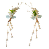 "花瑶" Tassel Edge Hair Clip & Earrings Set - CHINASQUAD