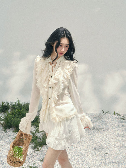 Vintage Lace Ruffle Shirt