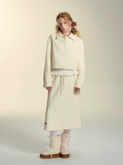 Puff Quilted Cotton Shirt Jacket &amp; Skirt Set