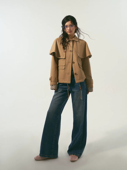 Detachable Cape Quilted Padded Jacket