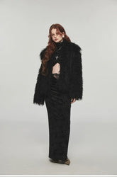 (Final Sale) Furry Long Collar Faux Fur Coat - CHINASQUAD