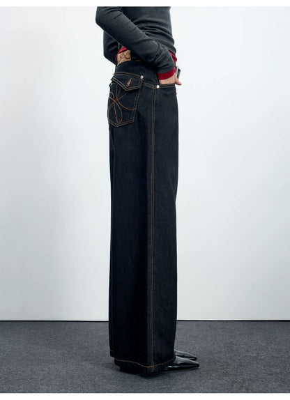 Denim Mid-Low Rise Straight-Leg Jeans