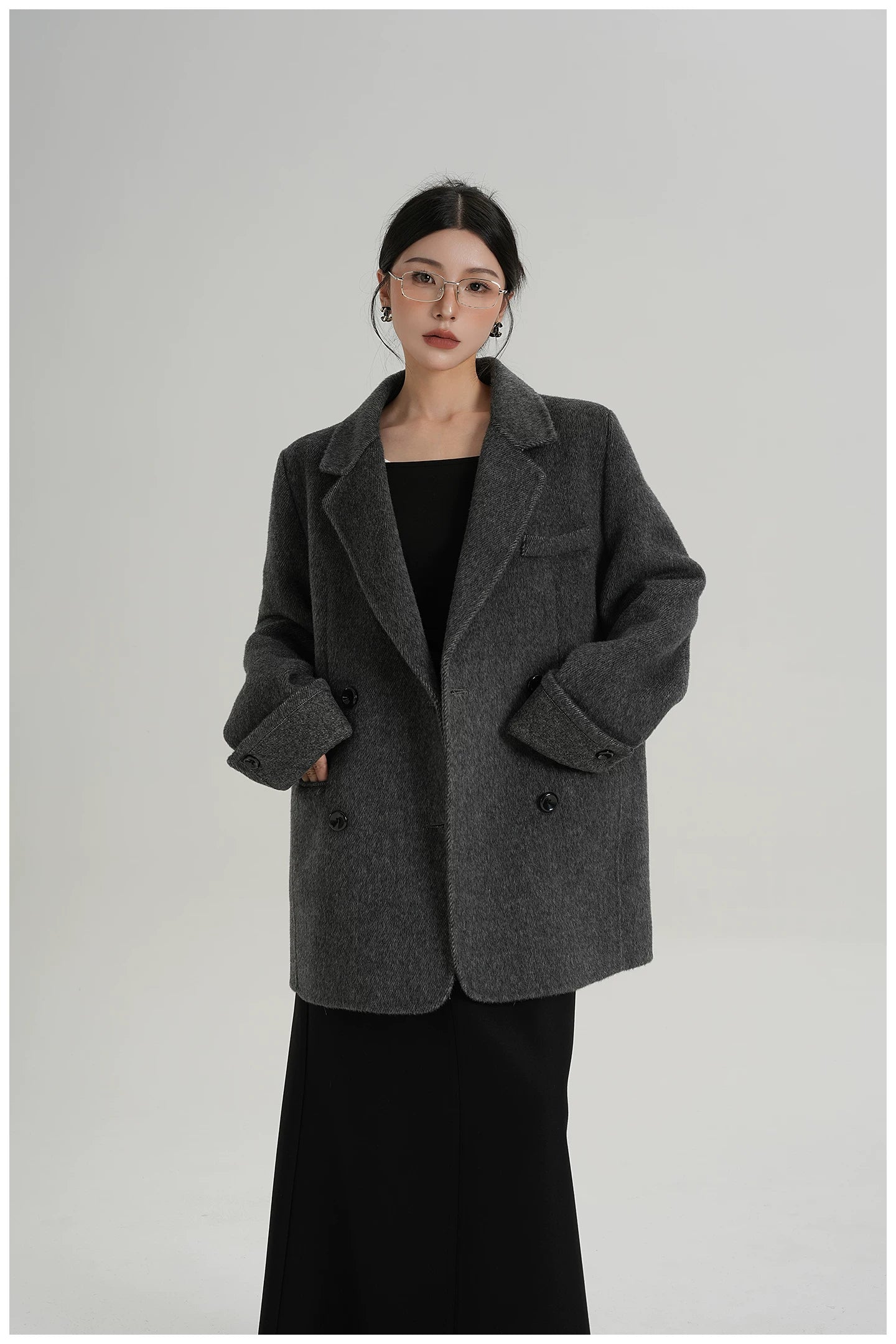 Mid-Length Double-Faced Wool Blazer