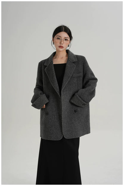 Mid-Length Double-Faced Wool Blazer