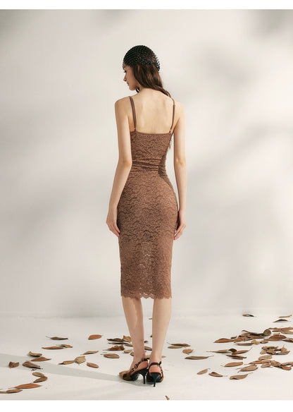 Embroidered Lace Fishtail Dress