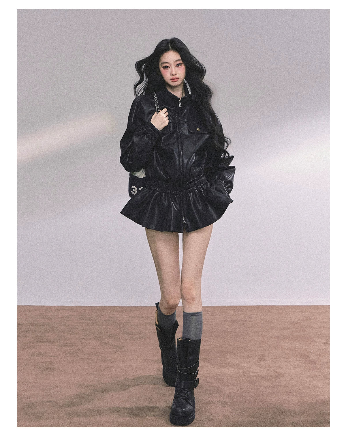 Desert Edge PU Leather Stand-Collar Jacket