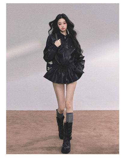 Desert Edge PU Leather Stand-Collar Jacket